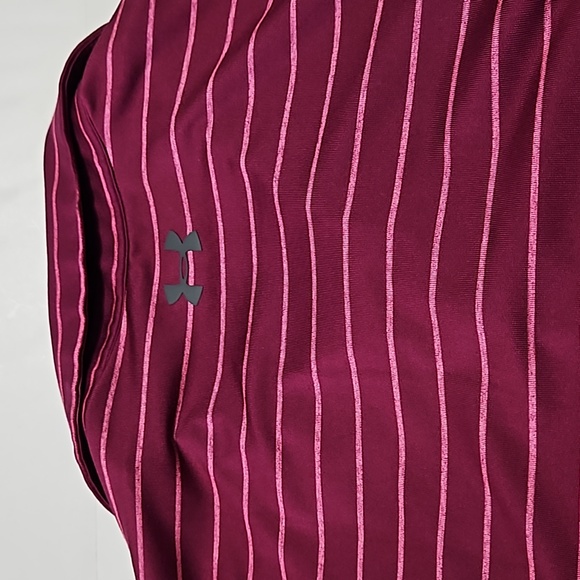 Under Armour The Playoff Polo Short Sleeve Maroon & Pink Stripe Size M #M-158 - Picture 8 of 9